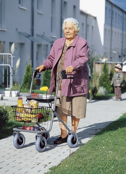 Mobilität - Zusammenklappbarer Rollator mit Feststellbremse, in Farbe SILBER Ansicht 1