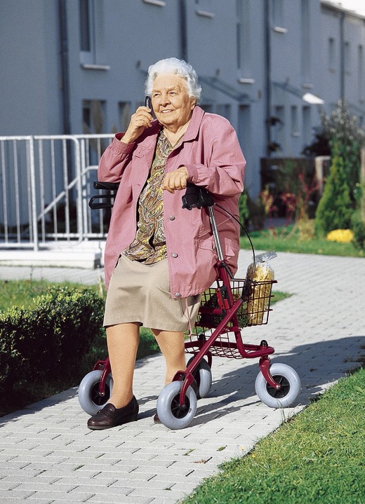 Mobilität - Zusammenklappbarer Rollator mit Feststellbremse, in Farbe ROT Ansicht 1