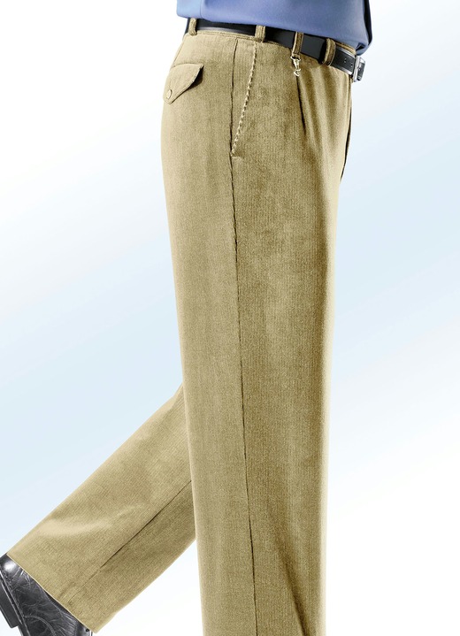 Hosen - Cordhose von „Klaus Modelle“ mit Zieranhänger in 4 Farben, in Größe 024 bis 110, in Farbe BEIGE