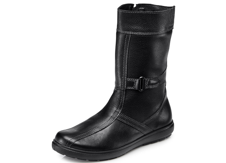 Stiefel & Stiefeletten - Stiefelette mit winterlichem Lammfellfutter, in Größe 036 bis 042, in Farbe SCHWARZ