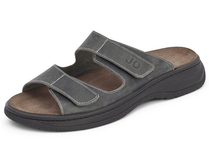 Sandalen & Pantoletten - Pantolette aus Rindleder mit Antik-Finish, in Größe 040 bis 046, in Farbe ANTHRAZIT Ansicht 1