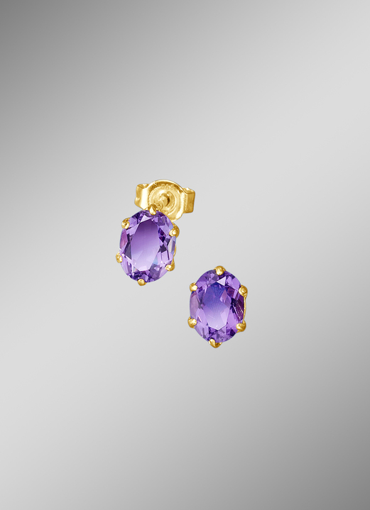 Ohrschmuck - Ohrstecker mit echt Amethyst, in Farbe  Ansicht 1