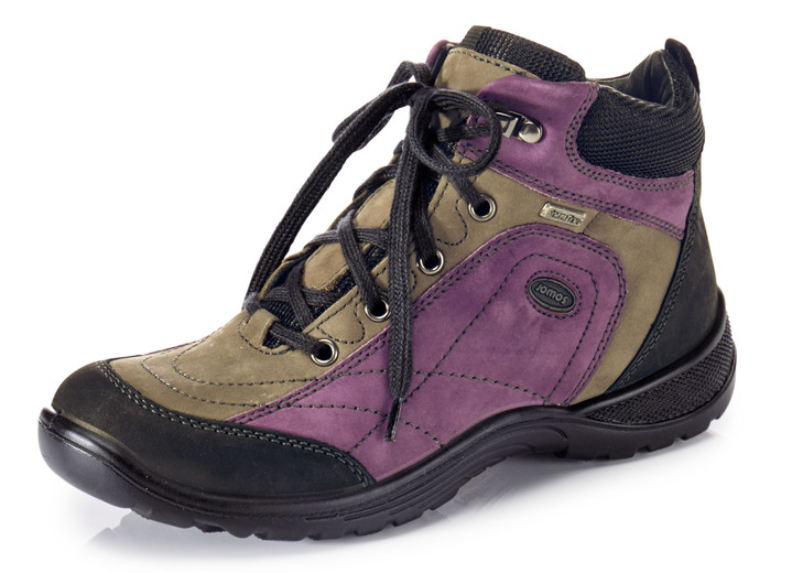 Stiefel & Stiefeletten - Schnür-Stiefelette in interessanter Farbkombination, in Größe 036 bis 042, in Farbe VIOLA-KHAKI-SCHWARZ Ansicht 1