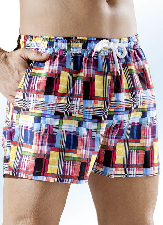 Bademode - Badeshorts, kariert, Microfaser, in Größe 004 bis 012, in Farbe MULTICOLOR