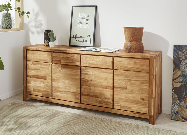 Sideboards - Möbelprogramm mit Massivholzfronten und Softclose, in Farbe WILDEICHE, in Ausführung Regal klein Ansicht 1