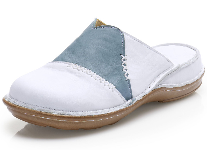 - Gemini Clog aus schattiertem Rind-Nappaleder, in Größe 036 bis 042, in Farbe WEISS-JEANS