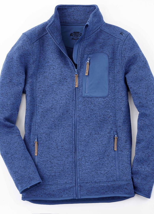 Kurzjacken & Blousons - Strickfleece-Kurzjacke, in Größe 3XL (56) bis XXL (54), in Farbe BLAU MELIERT Ansicht 1