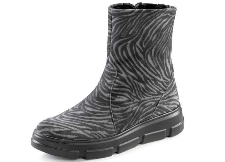 Stiefel & Stiefeletten - Waldläufer Stiefelette mit Zebra-Dessin, in Größe 3 1/2 bis 8, in Farbe SCHWARZ-GRAU Ansicht 1