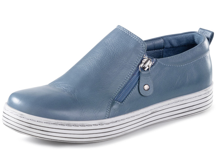 - Gemini Slipper aus weichem Rind-Nappaleder, in Größe 036 bis 042, in Farbe JEANS Ansicht 1