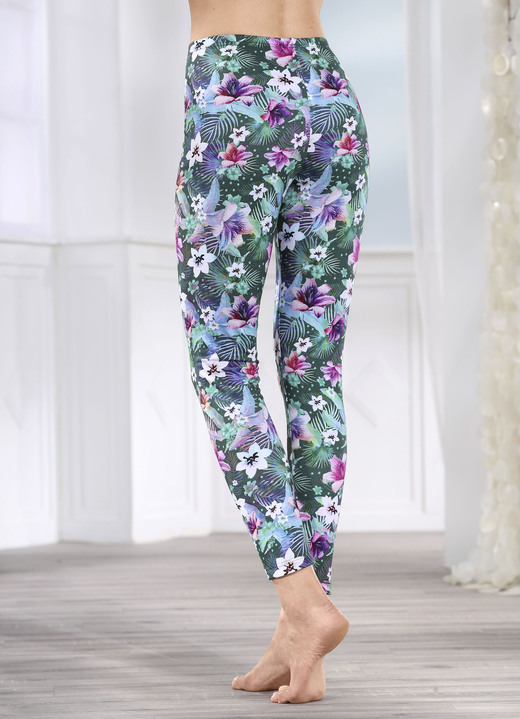 Damenwäsche - Laurina Leggings, in Größe L (44/46) bis XXL (52/54), in Farbe DUNKELGRÜN-BUNT