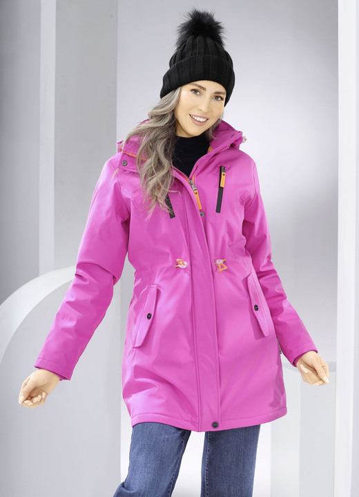 Winterjacken - Longjacke aus Softshell, in Größe 036 bis 052, in Farbe FUCHSIA Ansicht 1