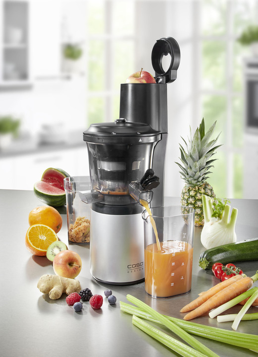 Küchengeräte - Slow Juicer füe bis zu 30% höhere Saftausbeute, in Farbe SCHWARZ-SILBER